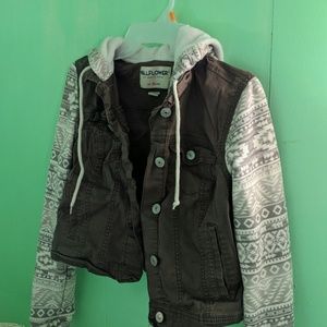 🌿Cropped army green denim jacket